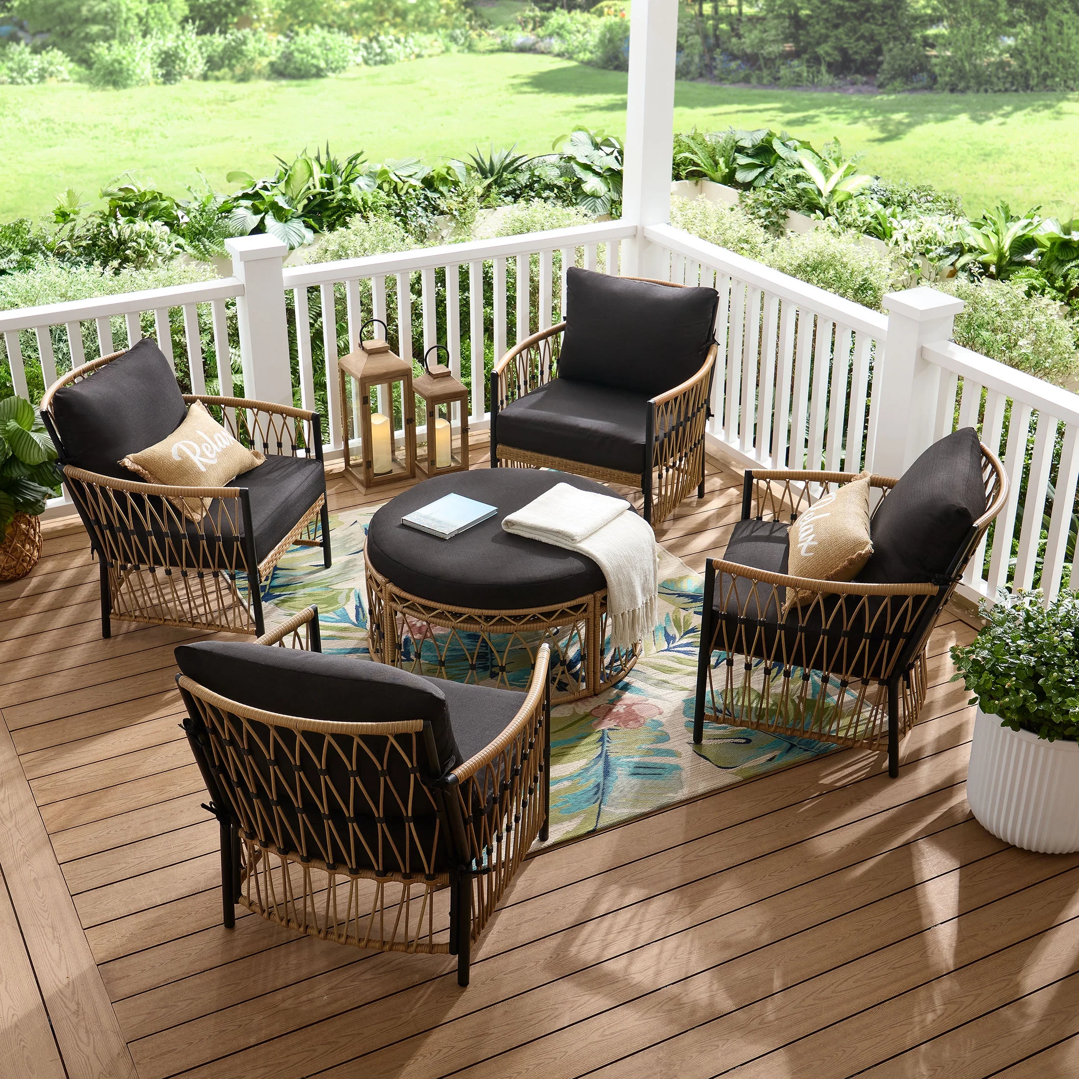 Better Homes & Gardens Lilah 2-Pack Outdoor Wicker Lounge Chairs, Black - Image 10