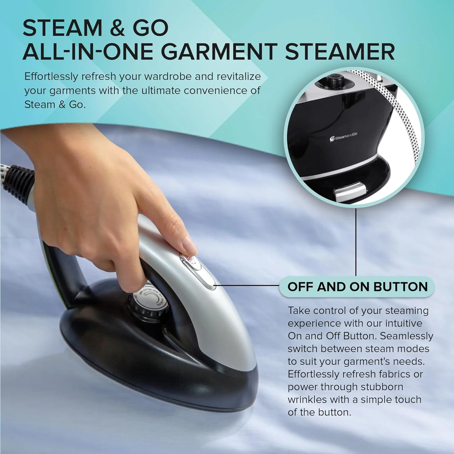 Steam & Go All-in-One Garment Steamer & Clothes Iron with Ironing Board & Hanger - Image 3