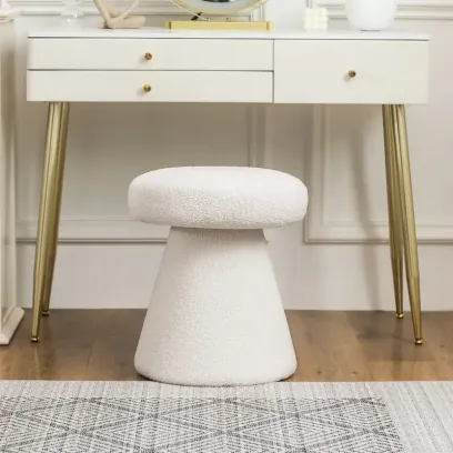 Adeco Large Soft Mushroom Ottoman - Versatile Foot Stool for Living Room and Bedroom
