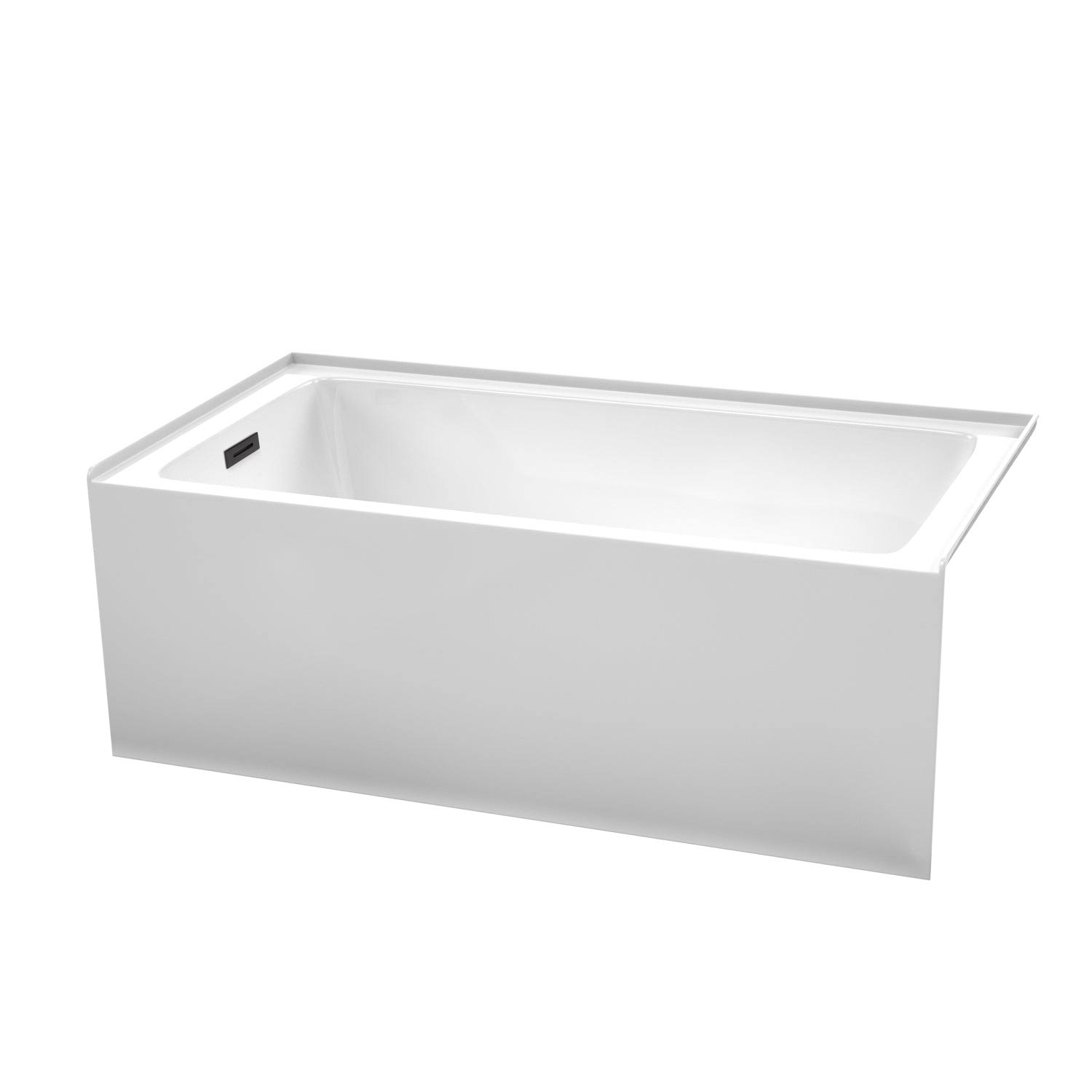 Wyndham Collection WCBTW16032LMBTRIM 60 x 32 in. Grayley Alcove Bathtub with Left-Hand Drain Overflow Trim in Matte Black White