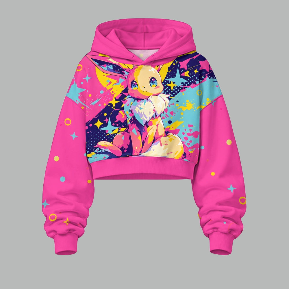 Pokémon Women's Cropped Long Sleeve Hoodie & High Waist Jogger Pants Two Piece Tracksuit Set TeeThreads Sustain the Scene with Custom Apparel