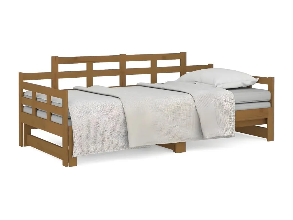 Sofá cama extraíble Decopractico maciza Decopractico marrón miel 2x(90x200)cm 62962VBCO