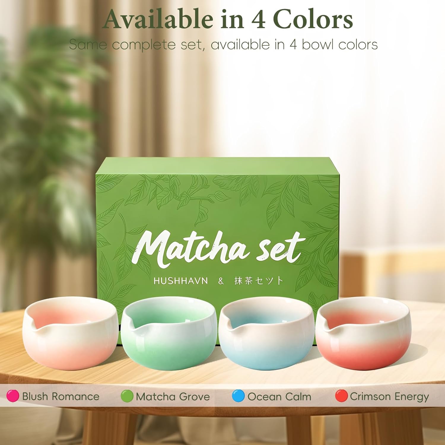 Matcha Whisk Set, Ceramic Matcha Set Includes Bowl & Holder, Bamboo Whisk (Chasen), Scoop, Spoon and Sifter, 6PCS Matcha Kit Covers Everything Needed for Making Matcha (Green)