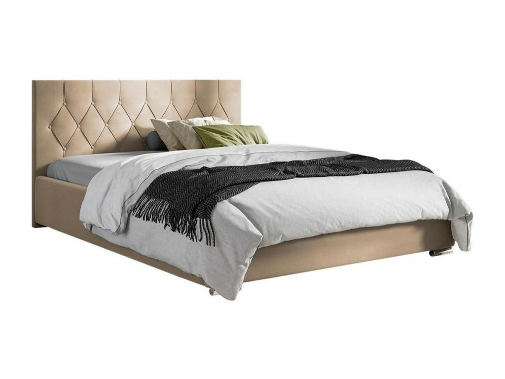 Cama Baltimore 160, Doble, De color marrón claro, 180x200, Tapiz, Somieres, 198x222x92cm