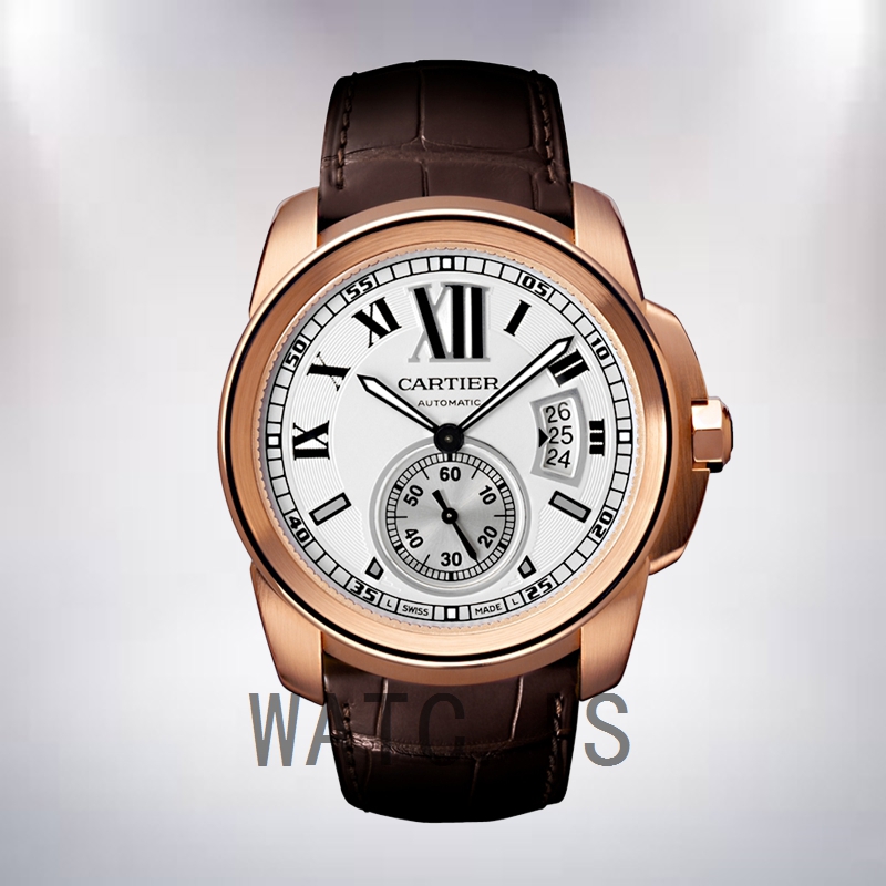 Cartier Calibre 42mm Men's W7100009 Rose Gold-tone White Dial