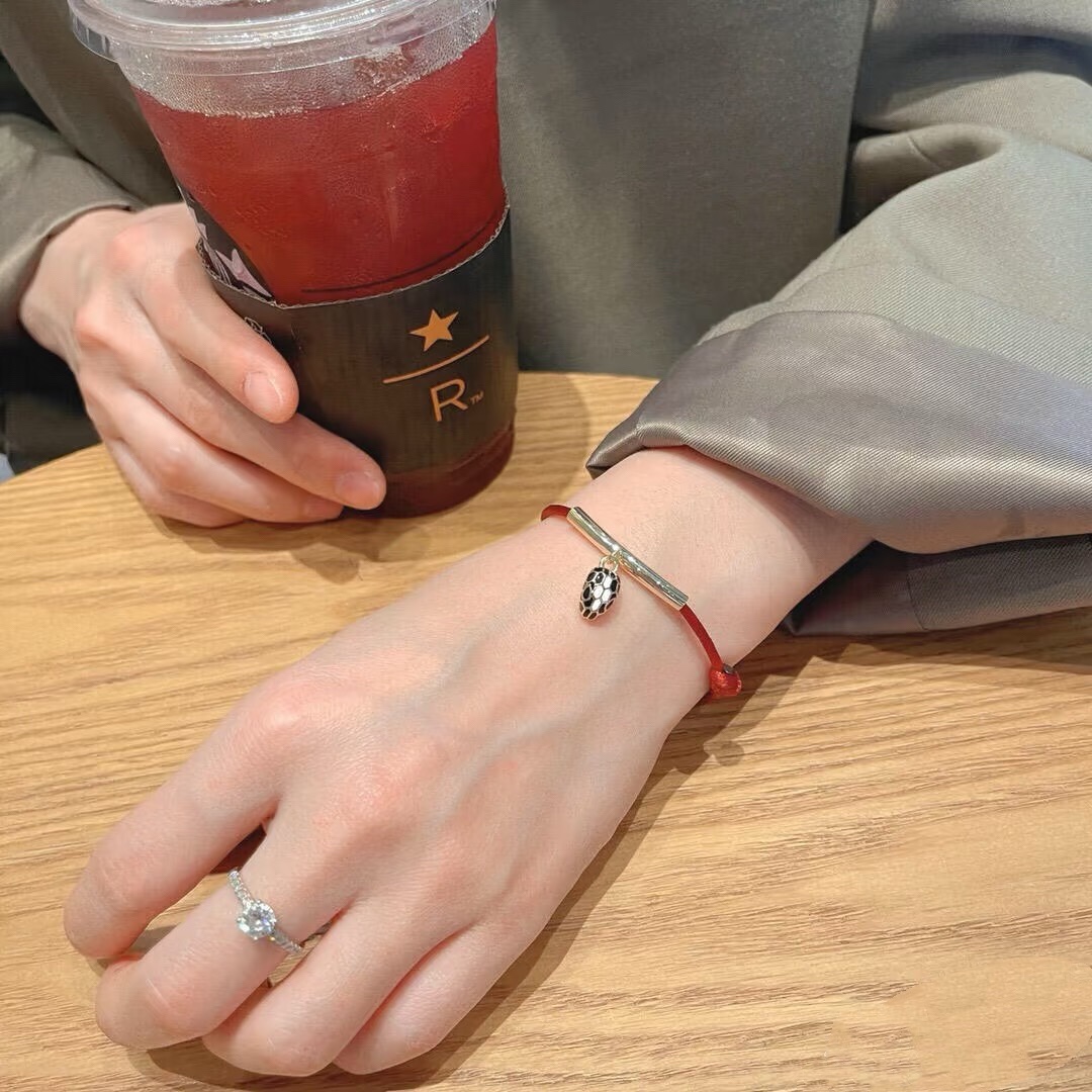 Bvlgari Black / Red Rope Bracelet with Snake Head Charm - Original Replica Club