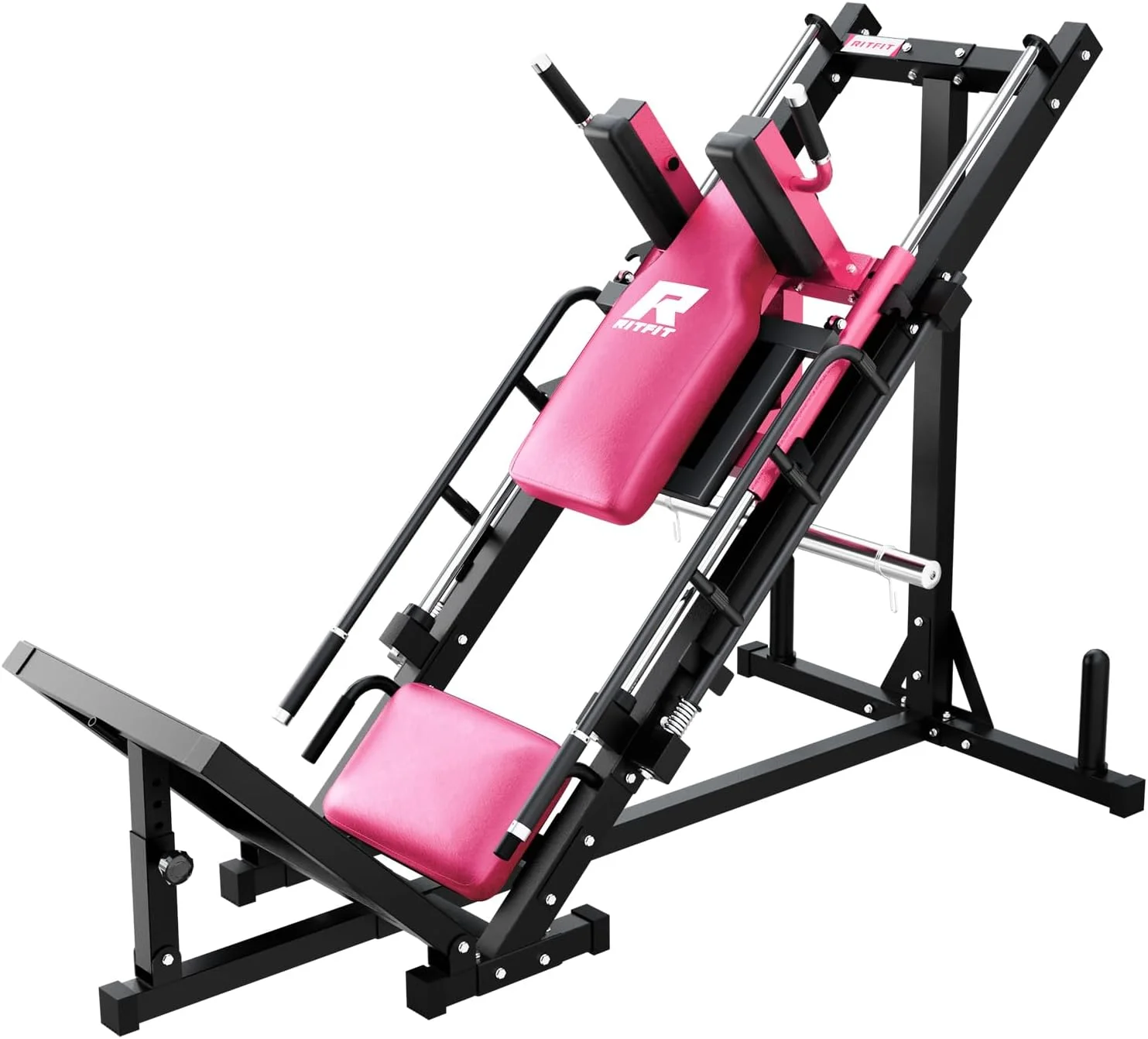 RitFit Leg Press Hack Squat Machine, Professional Adjustable Leg Press Machine for Home Gym with Linear Bearing, Specialty Hack Squat Machine for Full Lower Body Workout with Weight Storage, Pink - Image 2