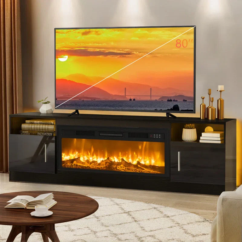 WAYFAIR Decorative Modern 70 TV Stand With 36 Insert Electric Fireplace