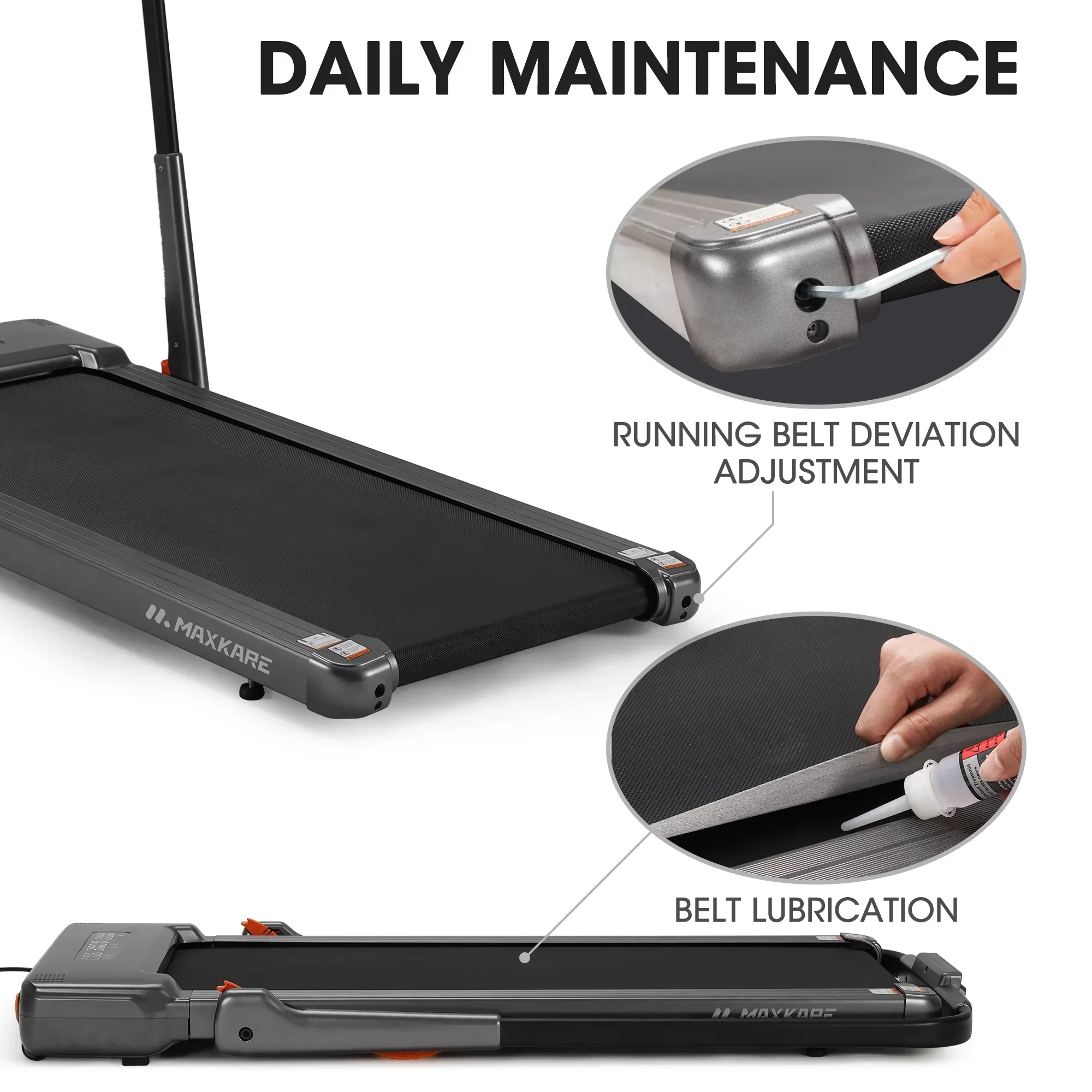 MaxKare 2-in-1 Folding Under Desk Treadmill, 2.5HP, 7.5MPH, 265 lbs Capacity - Image 9 MaxKare 2-in-1 Folding Under Desk Treadmill, 2.5HP, 7.5MPH, 265 lbs Capacity - Image 9