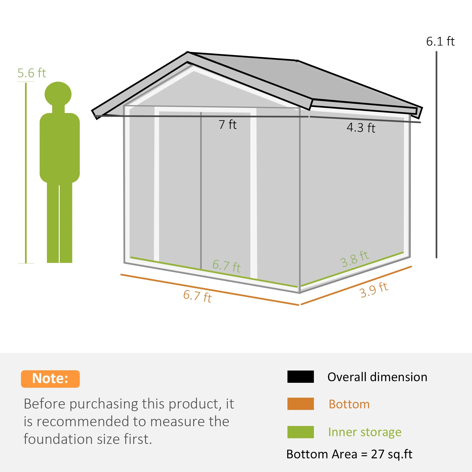 Outsunny 7' x 4' Metal Storage Shed Organizer, Garden Tool House with 4 Vents and 2 Sliding Doors for Backyard, Patio, Garage, Lawn, Dark Gray - Image 72
