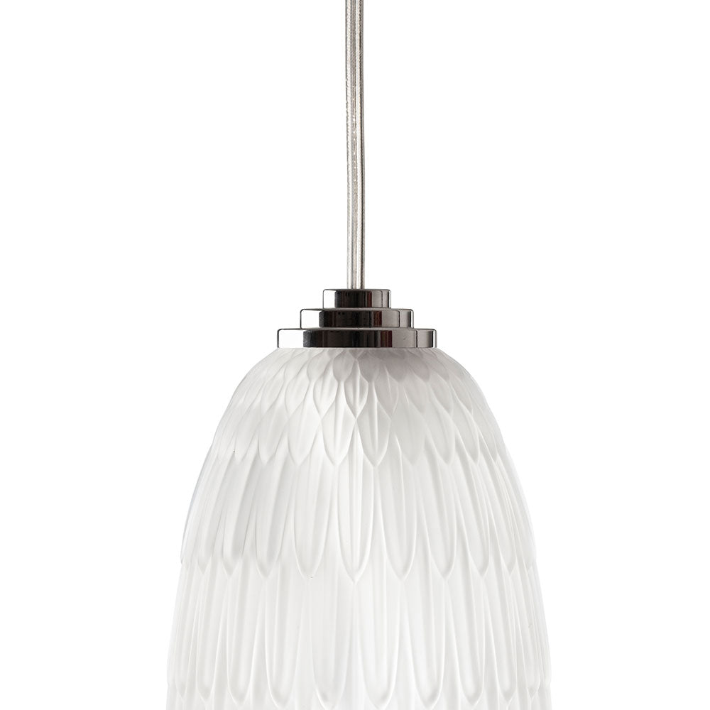 SUSPENSION PLUMES - CRISTAL INCOLORE, FINITION CHROME