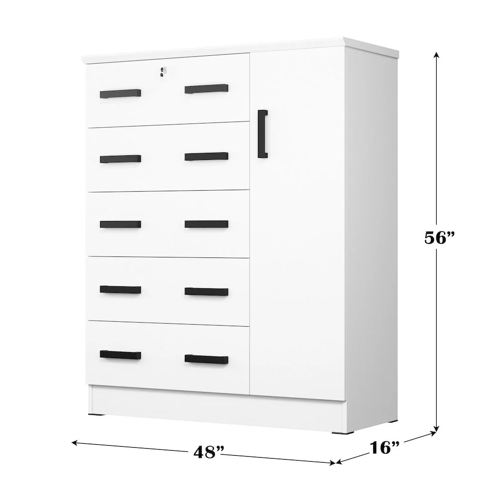 Better Home Products JCF Sofie 5 Drawer Wooden Tall Chest Wardrobe in Mahogany - Image 17