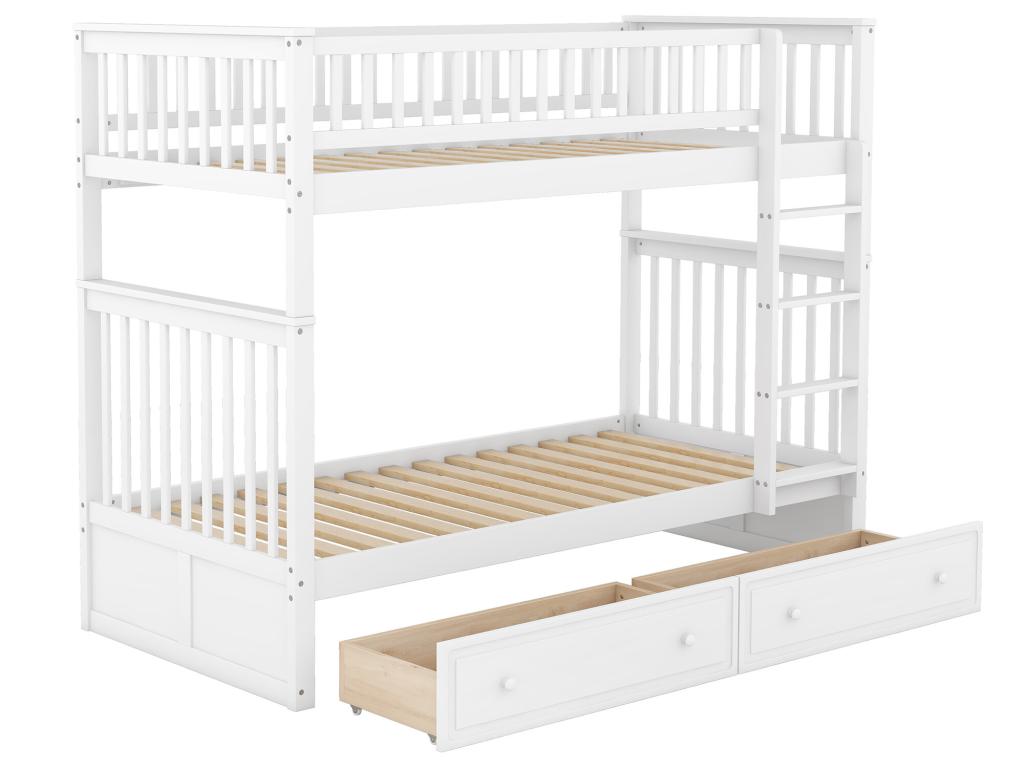 Litera de Decocasaes con cajones y escalera - 90x200cm - Blanco 29382ymru