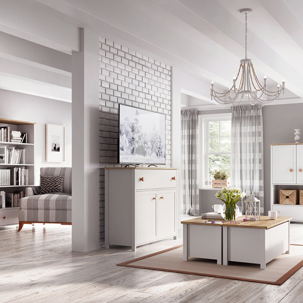 by fonQ Havin Dressoir H 90 x B 110 cm - Wit / Nash Eiken