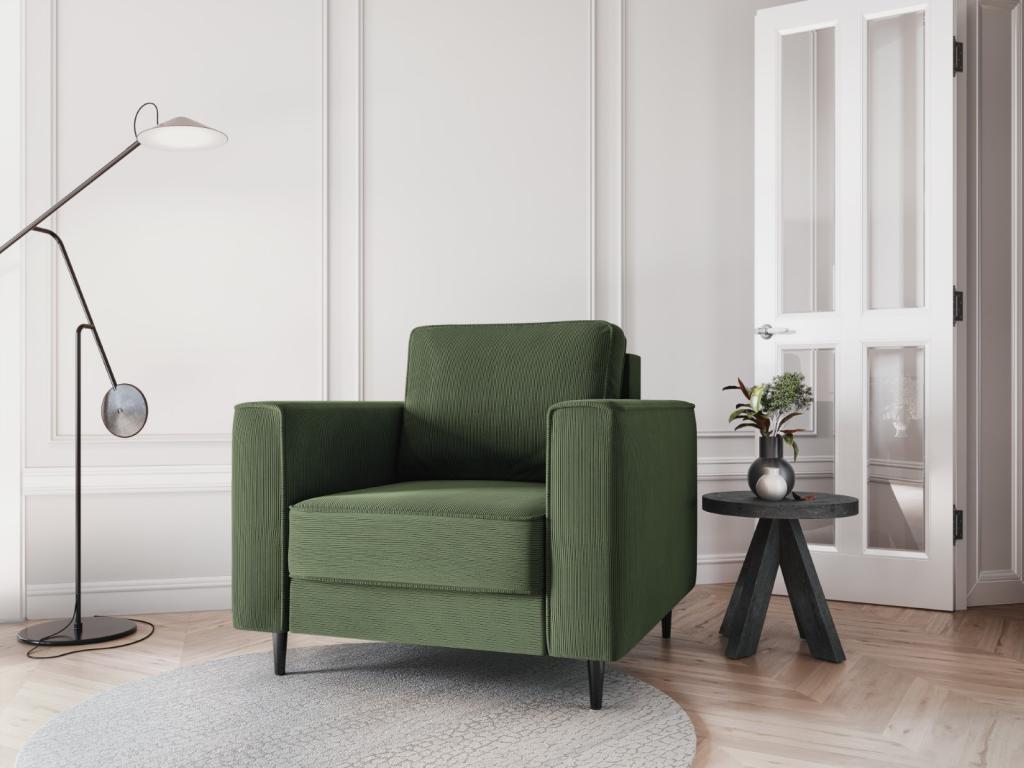 Sillón Homelyvo de pana verde botella - 98x97x88cm
