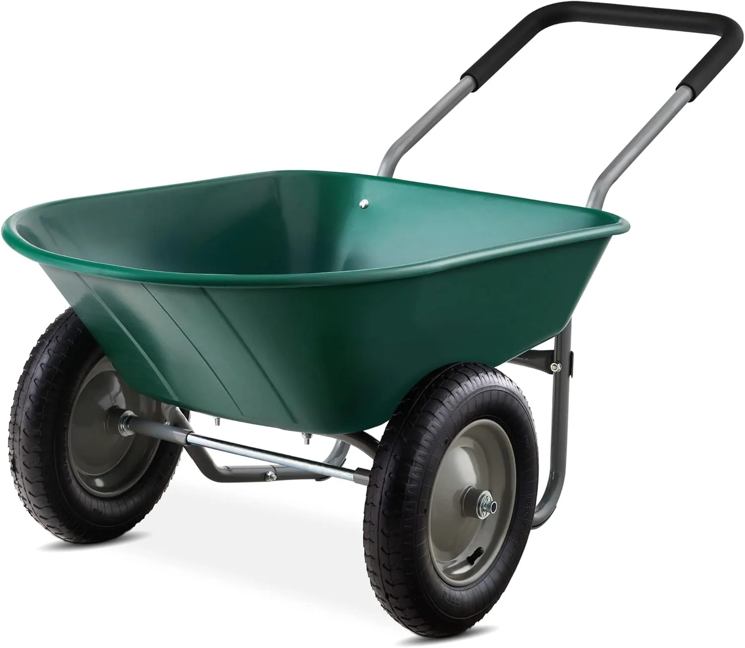 ZMMOO Dual-Wheel Home Utility Yard Wheelbarrow Garden Cart w/Built-in Stand for Lawn, Gardening, Construction - Red - Image 12