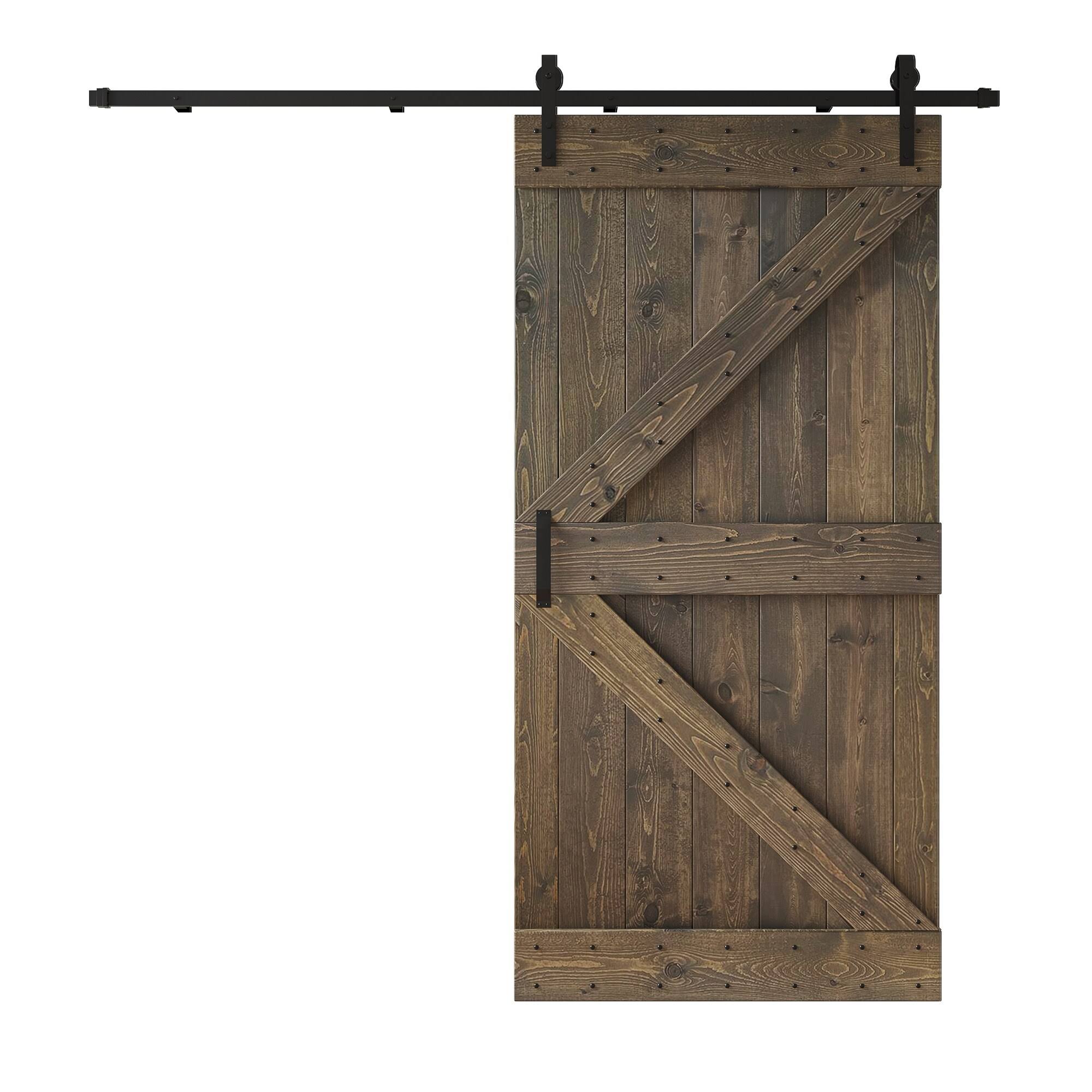 Coast Sequoia K Series 42 in x 84 in DIY Knotty Wood Sliding Barn Door with Hardware Kit (smoky Gray)(Smoky Gray/42in X 84in)
