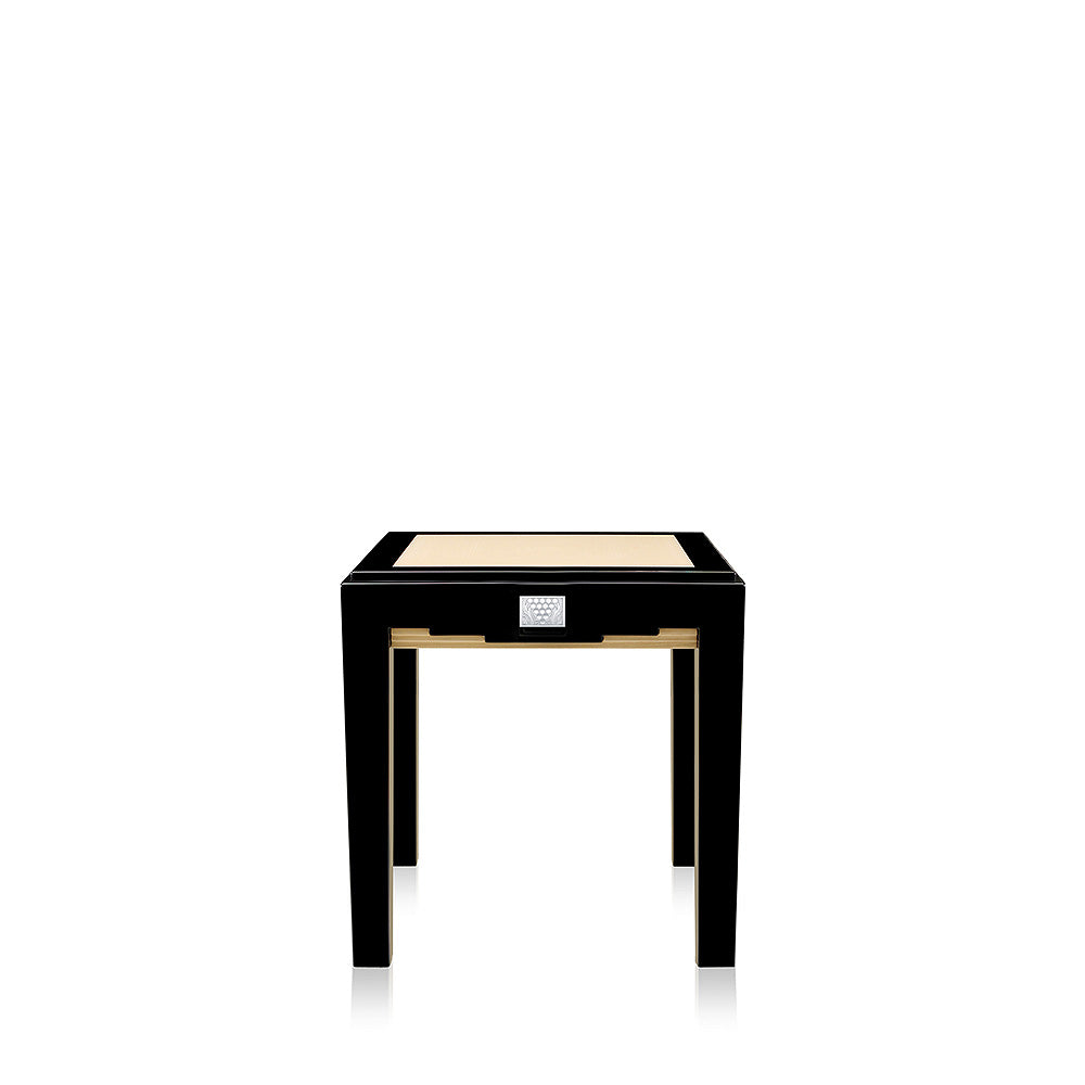 TABLE D'APPOINT RAISINS - CRISTAL INCOLORE, LAQUÉ NOIR ET FRÊNE IVOIRE, PETIT MODÈLE