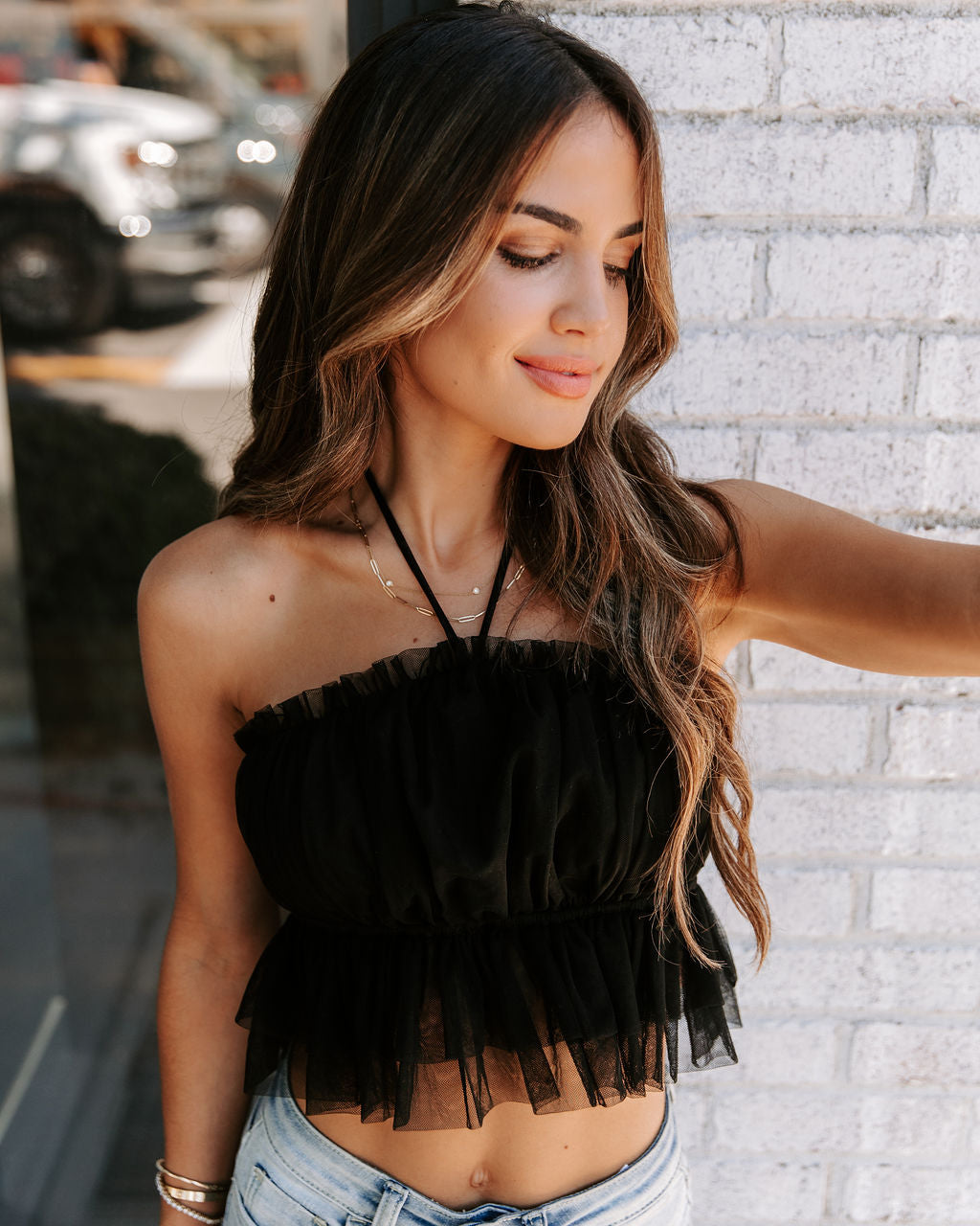 Ballerina Dreams Halter Tulle Crop Top - Black - Se7enfashion