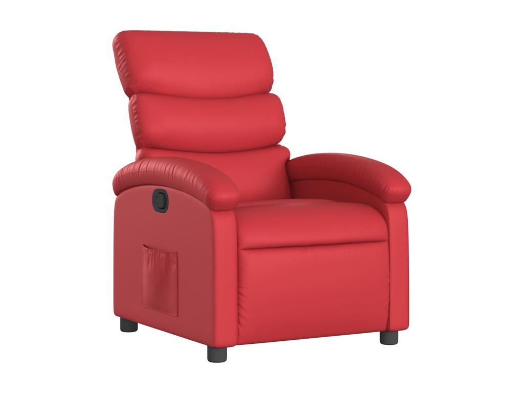 Sillón reclinable de cuero sintético rojo