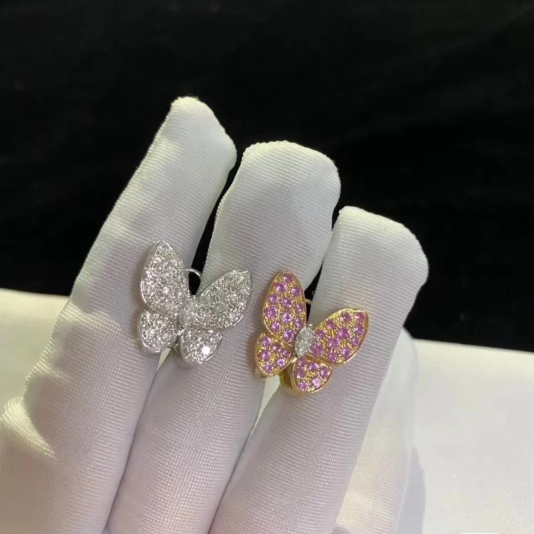 VCA Asymmetrical Diamond Butterfly Earrings - Original Replica Club
