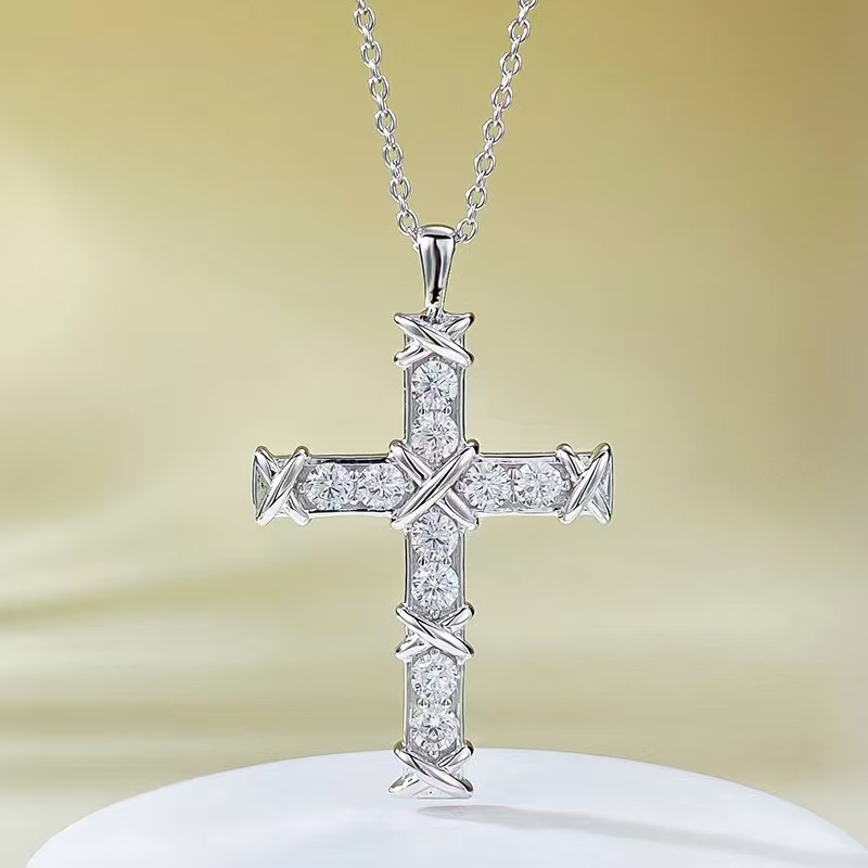 Tiffany Ten Stone Cross Pendant with Diamonds Necklace - Original Replica Club