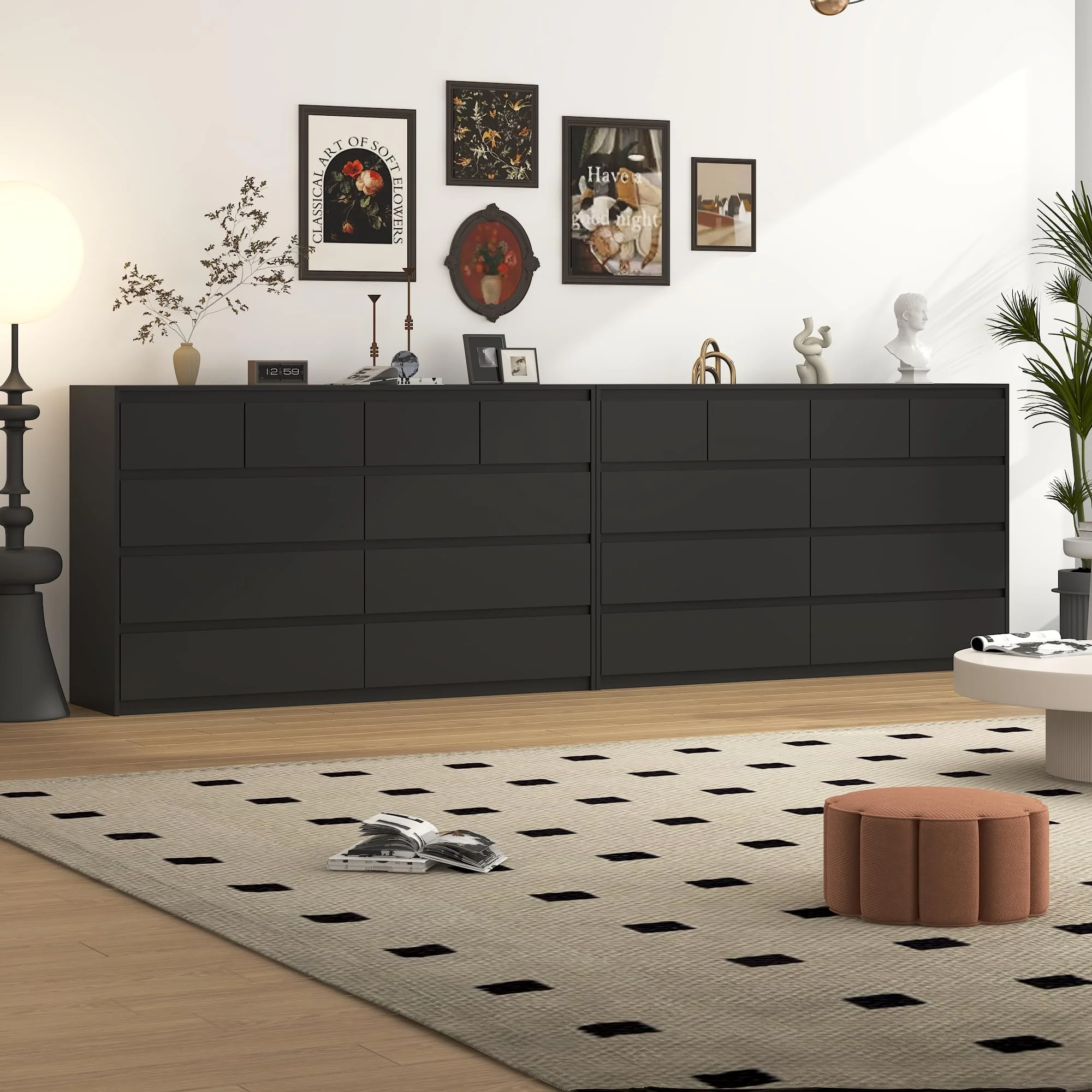 ChVans Black 9 Drawers Dresser with Charging Station, 63" Long Modern Dresser with 9 Drawers for Bedroom, Large Wood Chest of Drawers Handle Free, Dresser for Bedroom, Living Room, Hallway - Image 27