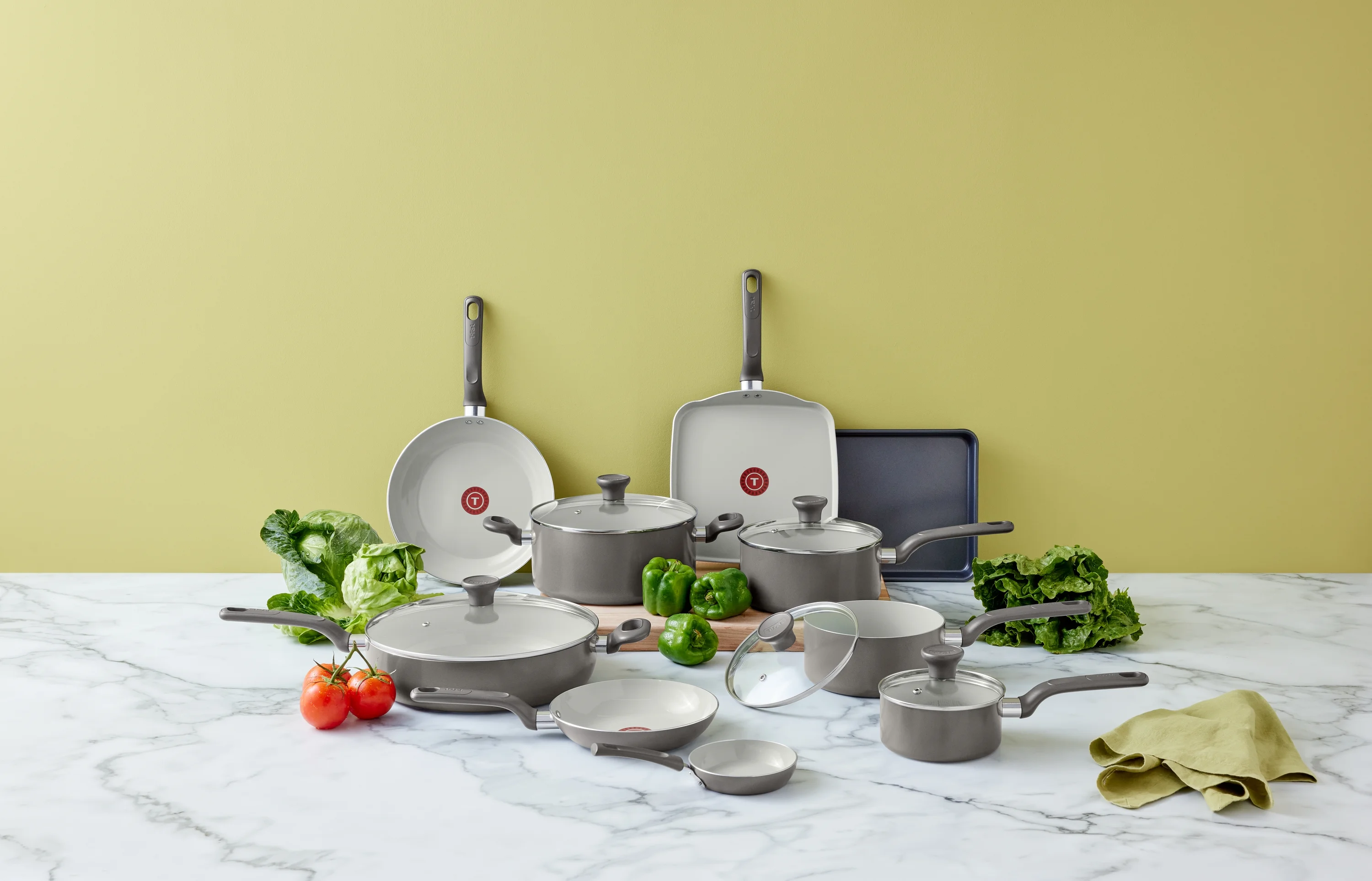 T-fal Easy Care Ceramic, 20 Piece Pots and Pans Cookware Set, Electric Blue - Image 18