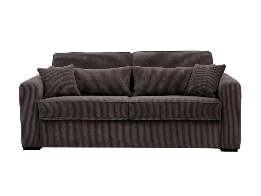 Sofá cama de 3 plazas de apertura rápida de terciopelo marrón – Cama de 140 cm – Colchón de 14 cm – Decocasaes azob74426