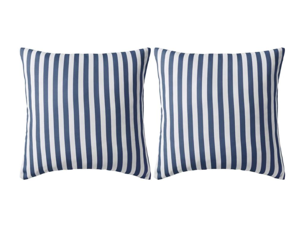 Juego  2    xterior Decoratodo stampado de rayas  x 45 cm Azul