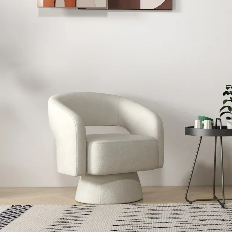 Modern Upholstered Armchair with 360-Degree Swivel Design