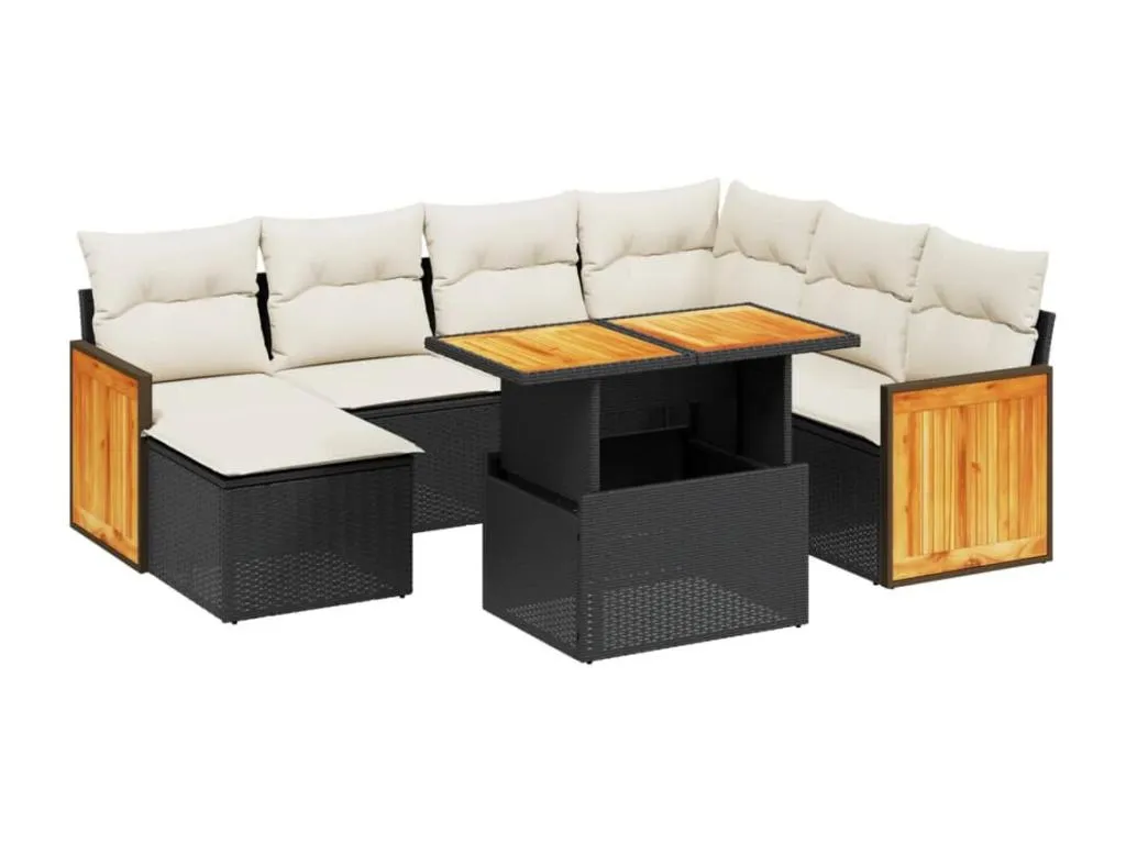 Set de sofás de jardín 8 piezas y cojines ratán sintético negro 22905sfxi