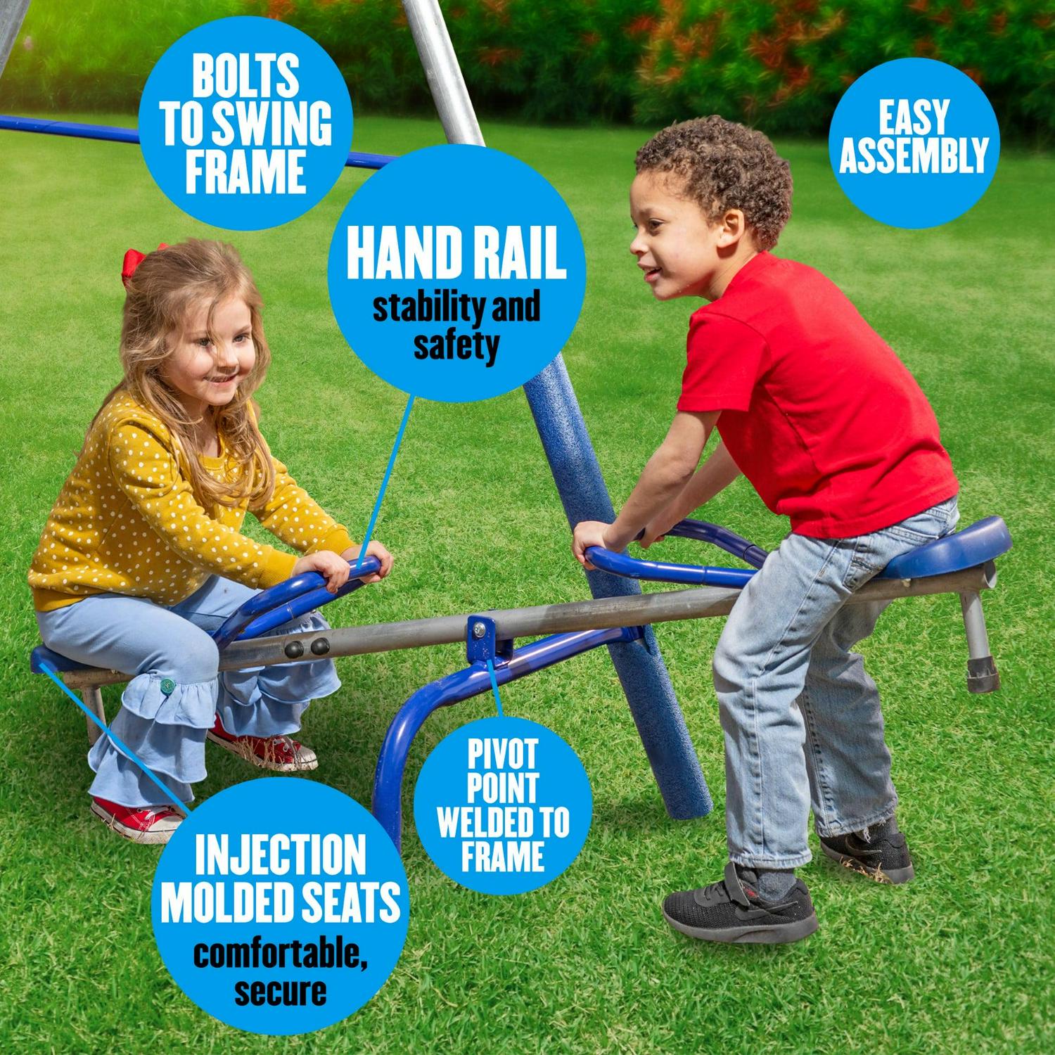 XDP Recreation Fun All-Mighty Metal Swing Set with Super Disc Swing. Stand R Swing. Glider. & Slide - Image 8