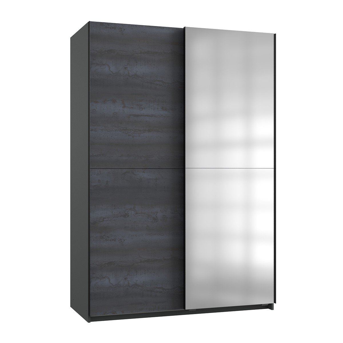 Armario con dos puertas correderas, una con espejo – ancho 135 cm – gris bx7066z0
