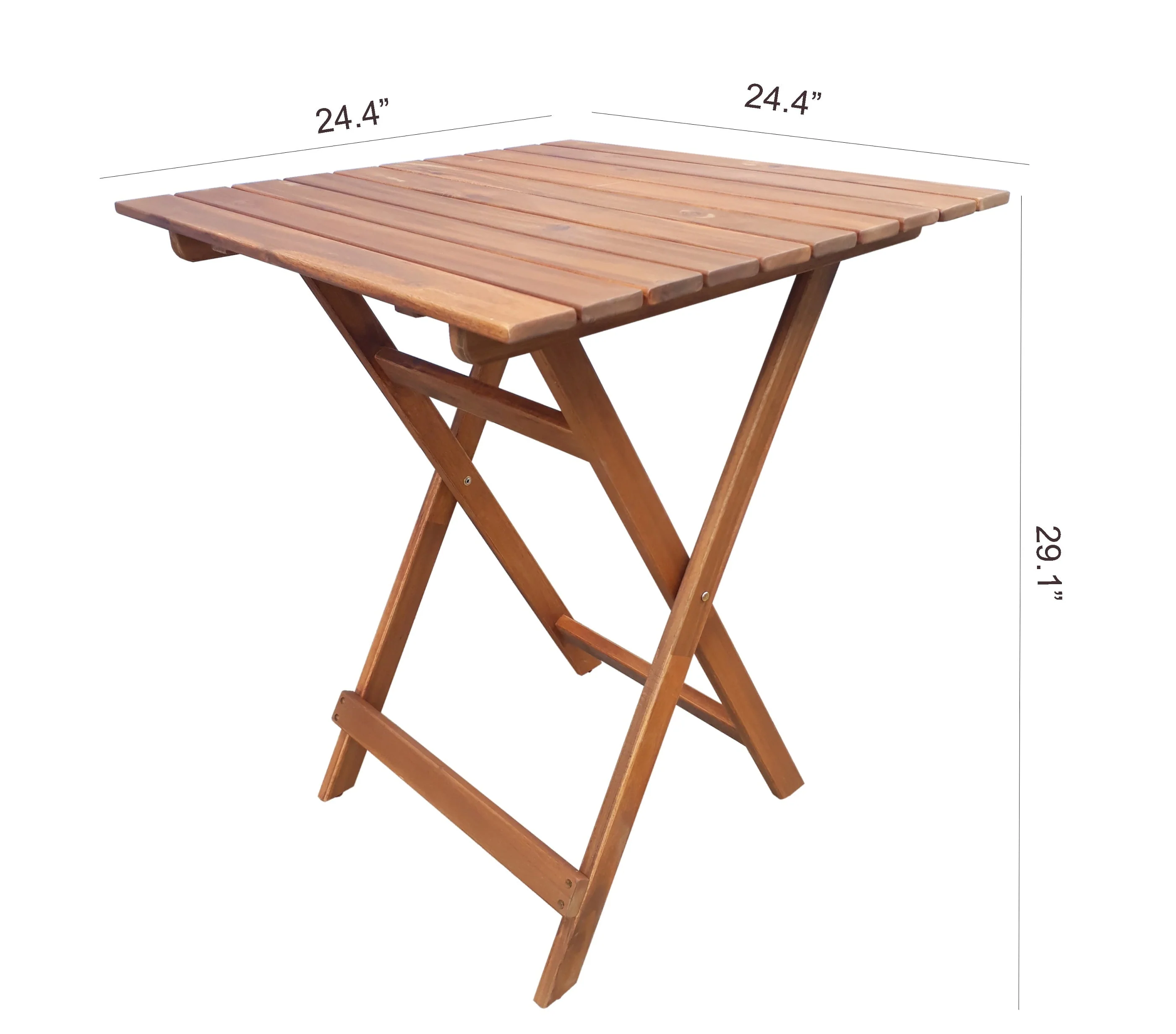 Mainstays Outdoor Patio 3-Piece Wood Bistro Set, Natural Color - Image 9