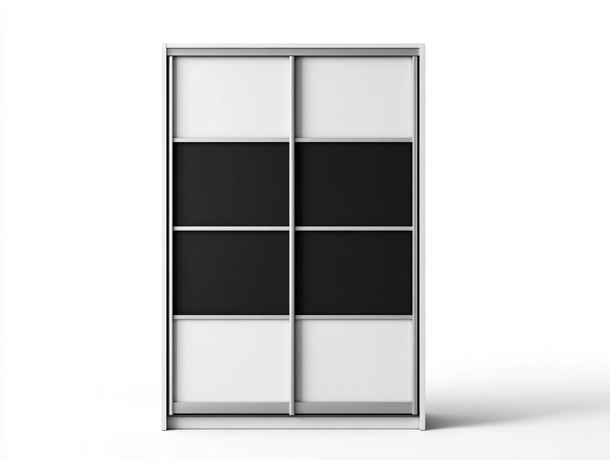 Armario con puertas correderas 120×60×210 cm - acabado blanco y negro - estilo moderno
