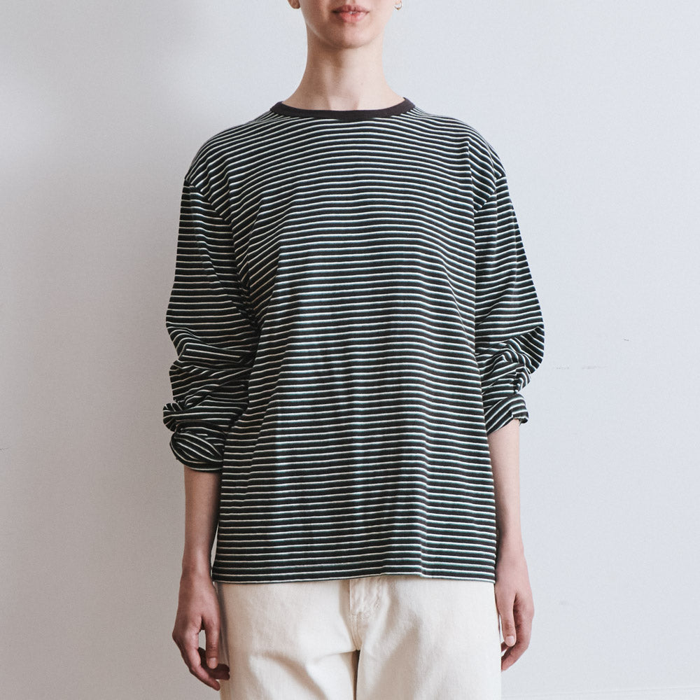 Another Aspect x Merci - T-shirt Rayé - Marron Vert