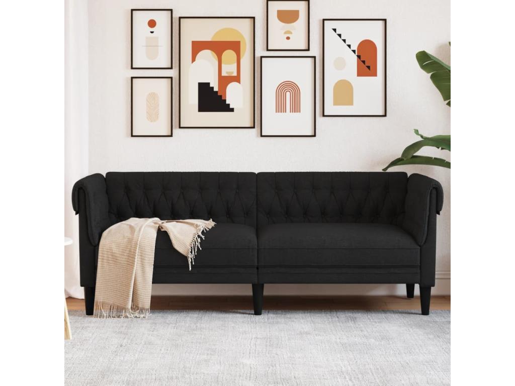 Sofá Chesterfield de 3 plazas tela negro