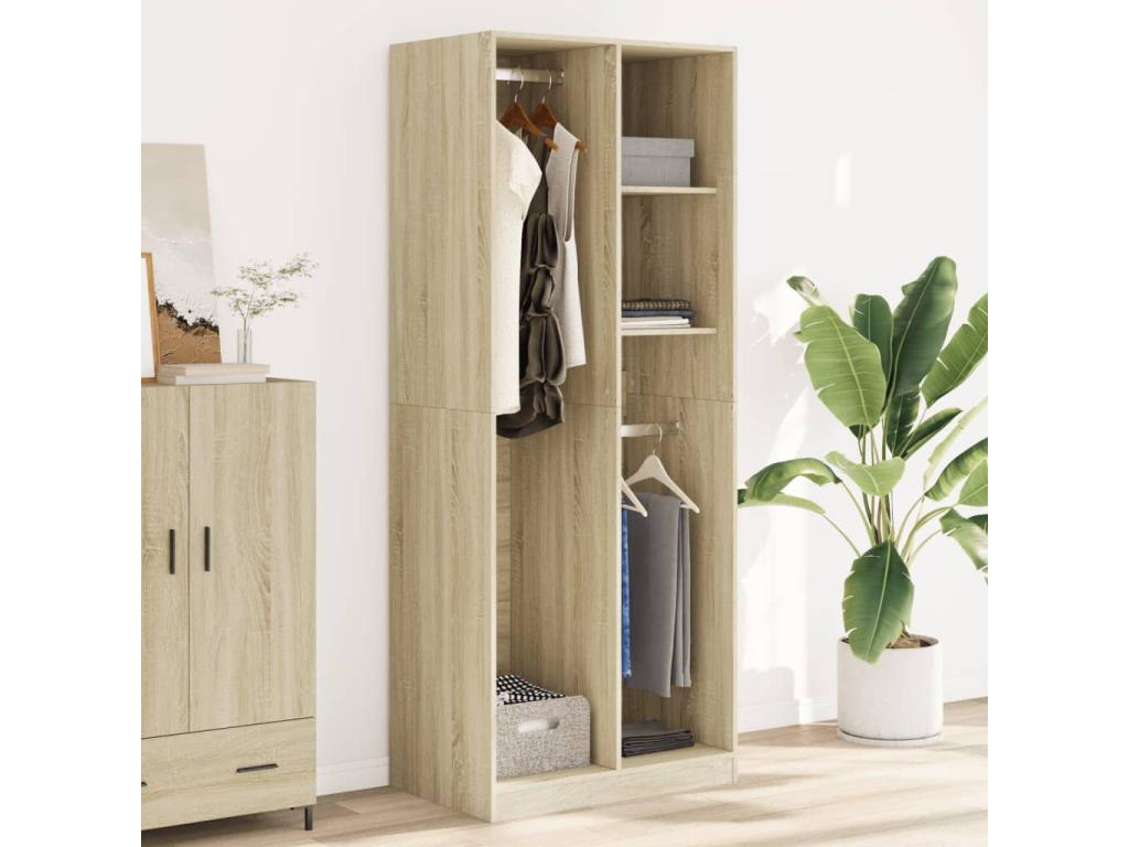 Armario roble Nestleano 80x50x200 cm madera contrachapada