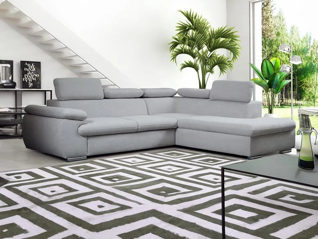 Sofá cama rinconero de tela Jmmhogar - Ángulo derecho - Gris claro