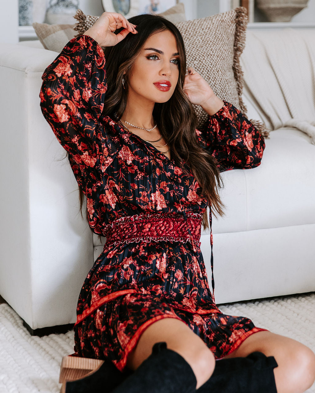 Anna Printed Tiered Mini Dress - Se7enfashion