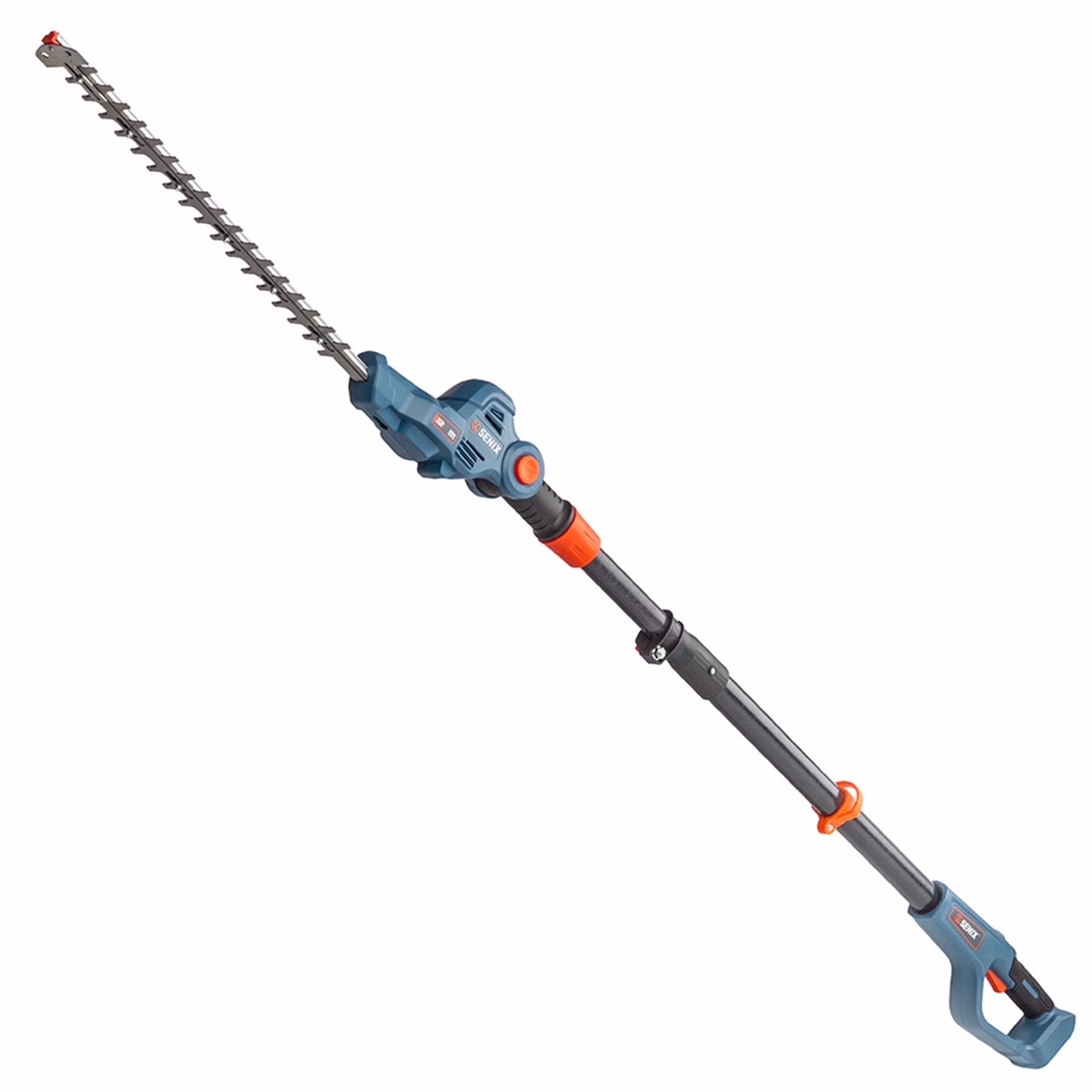 SENIX 20 Volt Max* Cordless Pole Hedge Trimmer 18-Inch Cutting / 21-inch Blade Length with Adjustable Head & Telescoping Shaft, Battery & Charger included, HTPX2-M