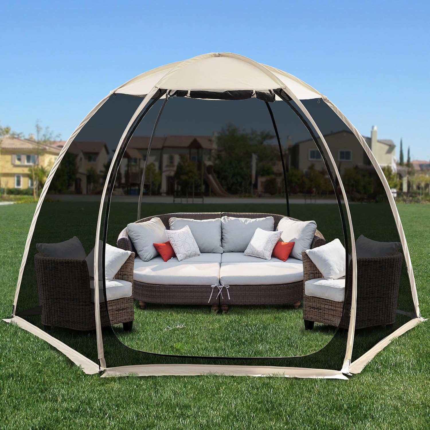 Screen gazebo sleeps 6-10-15 people Igloo-style canopy tent mosquito net on the sides Perfect