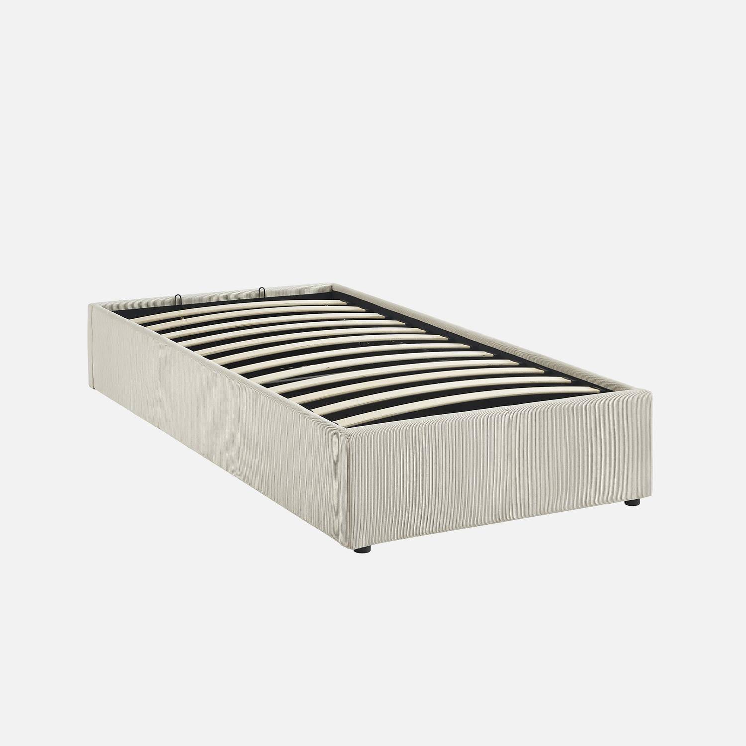 Devon - Cama con somier abatible 90x190cm, acabado en pana fina