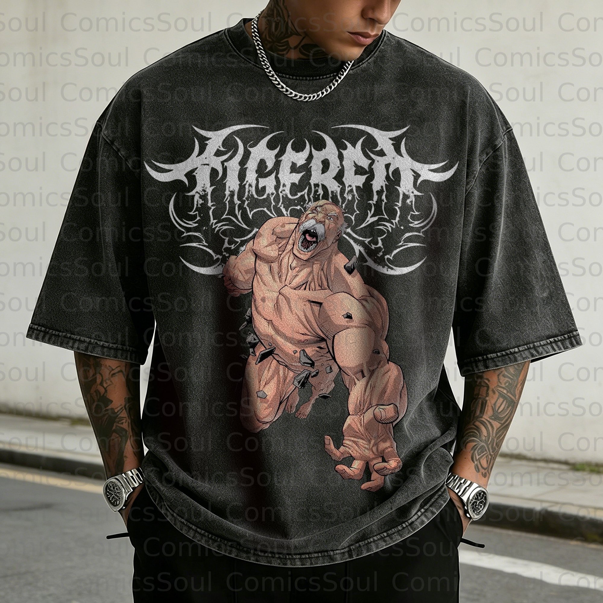 Unisex Anime Inspired Vintage Washed T-Shirt