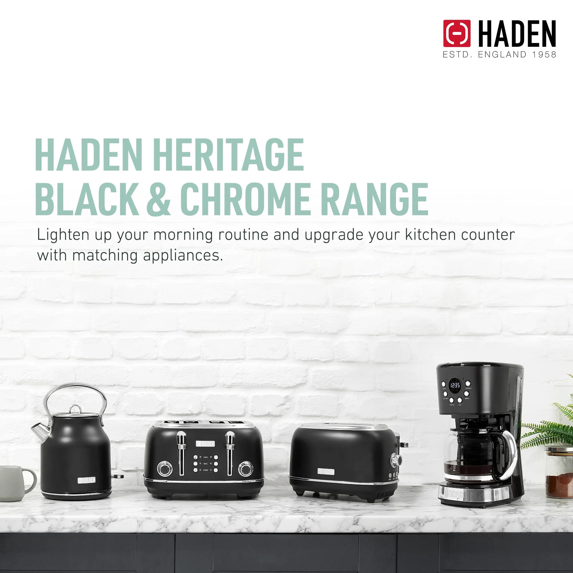 Haden Heritage 1.7 Liter Electric Kettle with 2 Slice Bread Toaster, White - Image 31