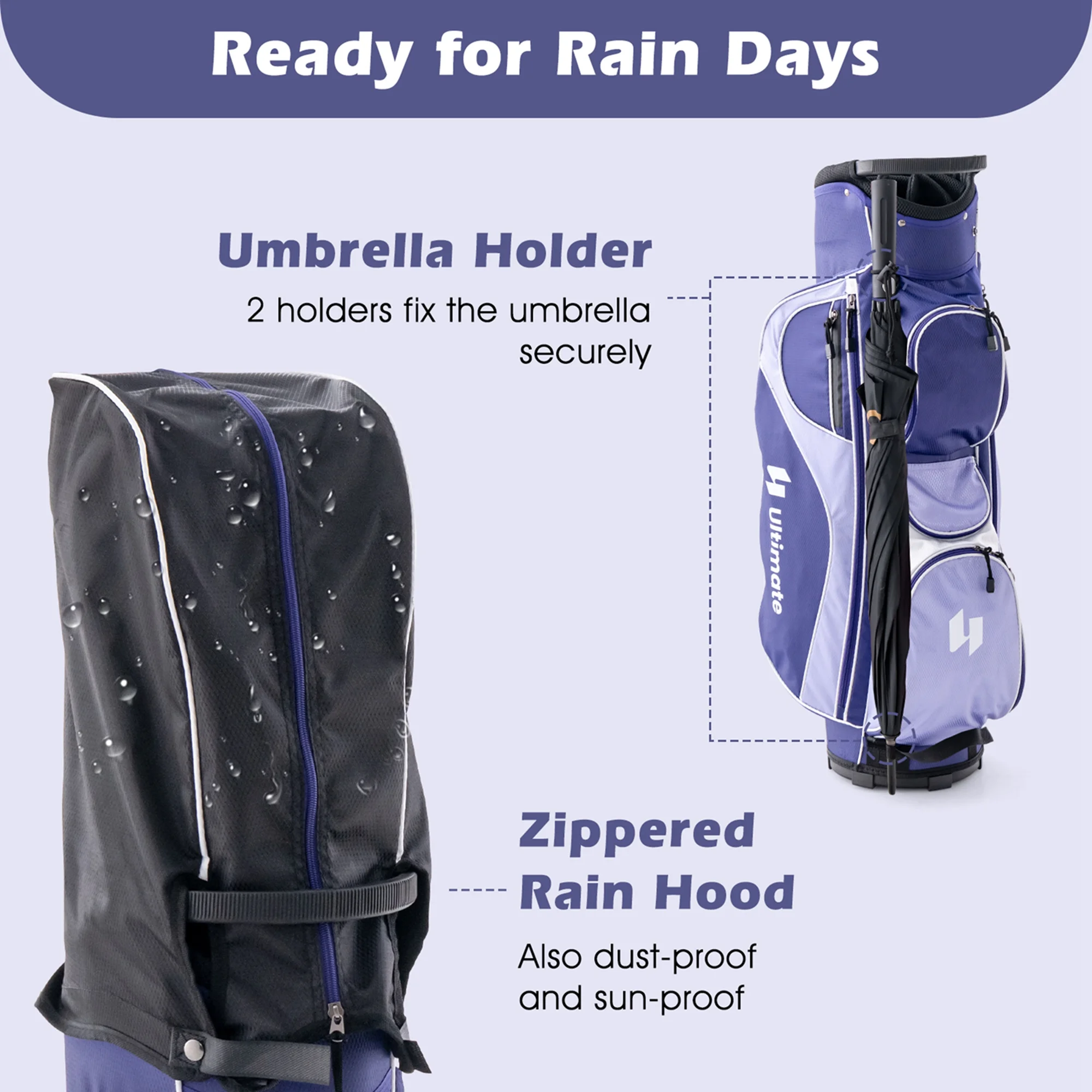 Ultimate Women’s Complete Golf Club Set Golf Club Package Set w/ Rain Hood, Right Hand Purple - Image 7