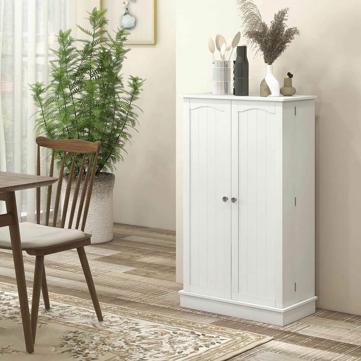 Spaco 17-Tier Kitchen Small Pantry Cabinet with 2 Doors and 6 Adjustable Shelves, Cabinet Pantry, Freestanding 5-Tier Shelving Pantries for Kitchen Storage, Gray - Image 49