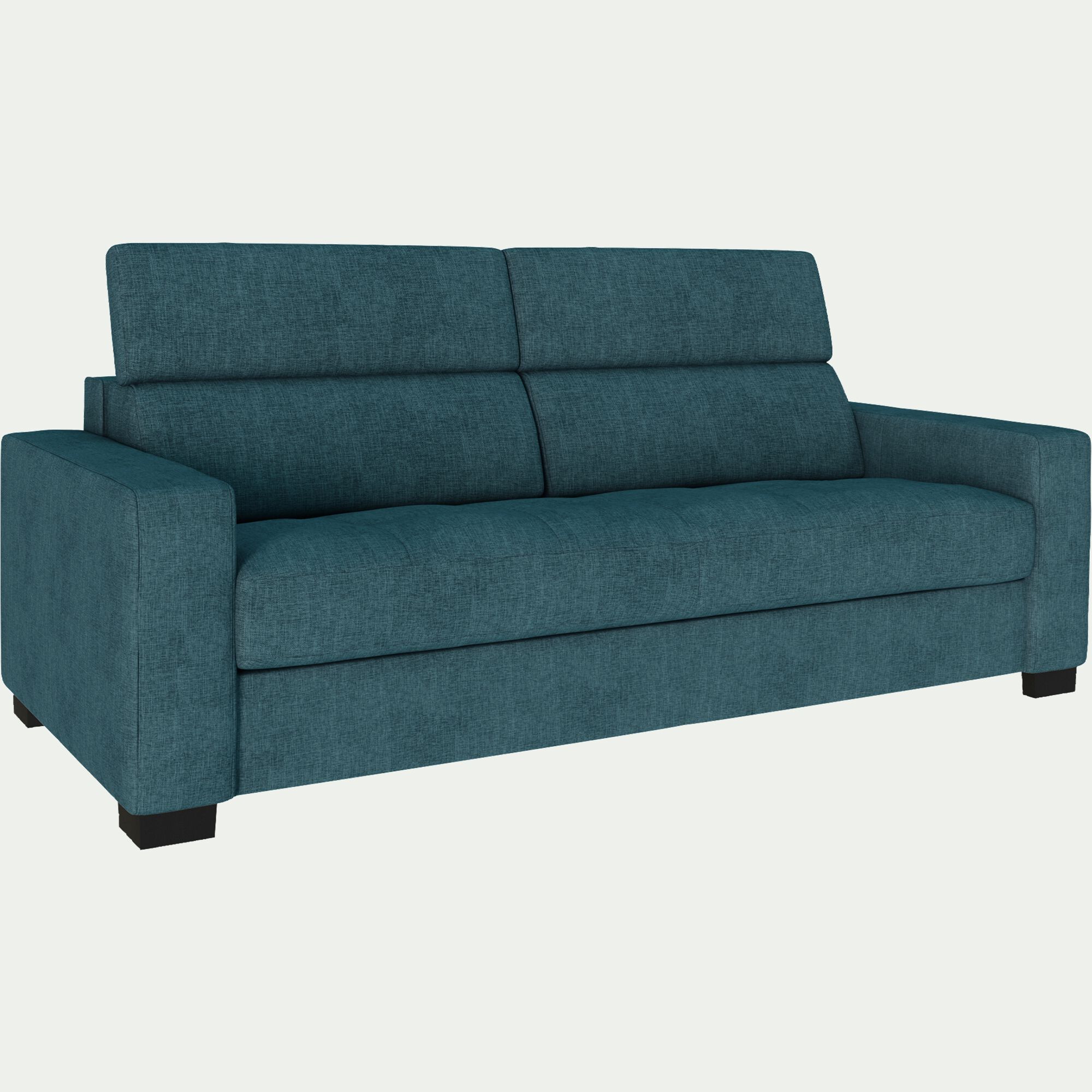 MAURO - Canapé 3 places convertible en tissu monclar avec accoudoirs 20cm - bleu niolon