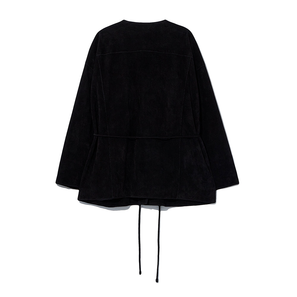 Le 17 septembre - Veste en cuir sans col - Noir
